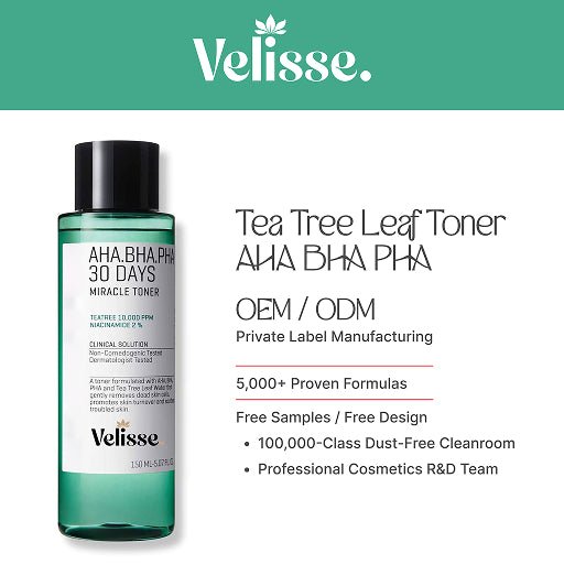 AHA BHA PHA Tea Leaf Facial Toner - Gentle Daily Resurfacing (150ml) - Velisse -