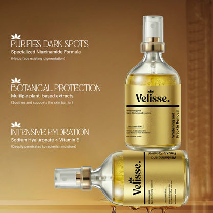 Velisse gold essence spray texture and glow-care concept