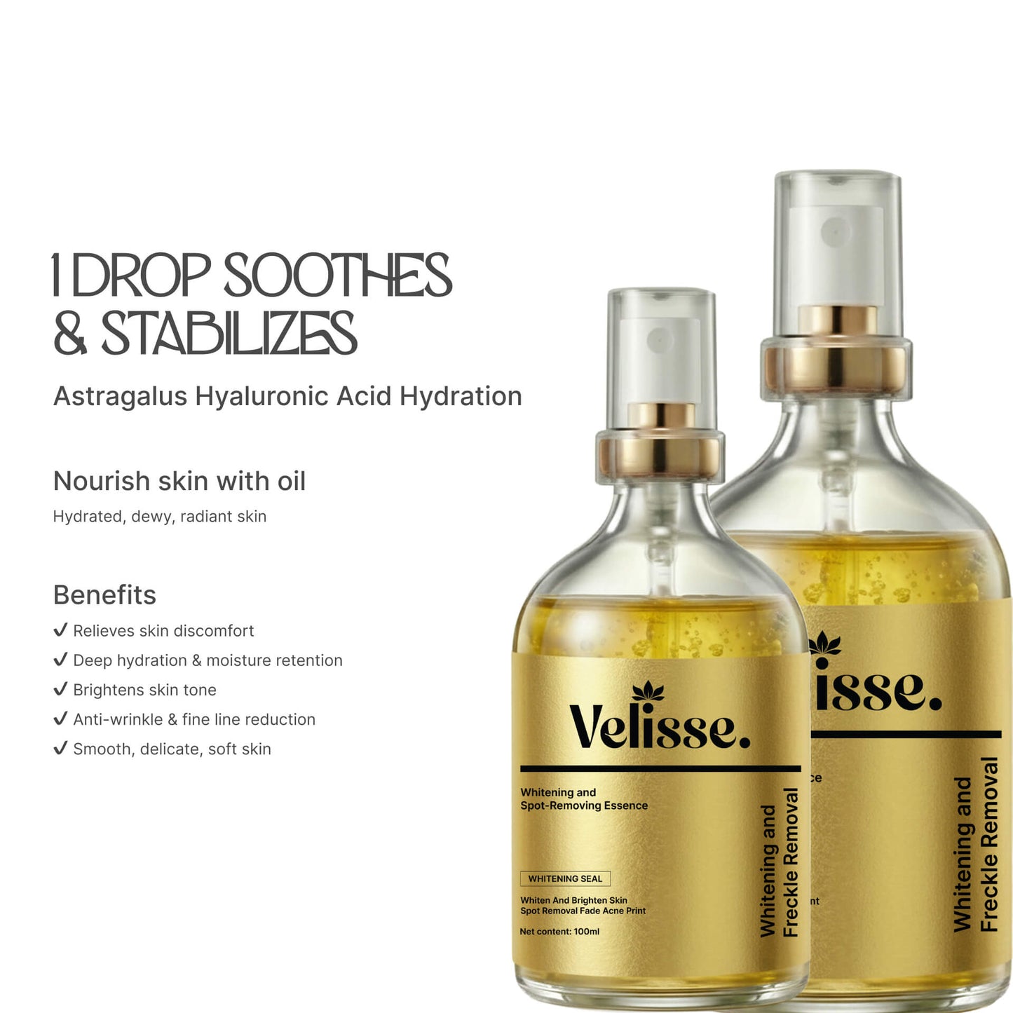 Velisse Radiant Gold Brightening Essence Spray 100ml gold bottle