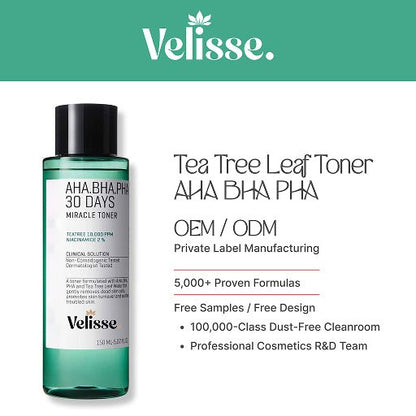 AHA BHA PHA Tea Leaf Facial Toner - Gentle Daily Resurfacing (150ml) - Velisse -