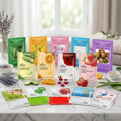 Refreshing & Fruity Moisturizing Facial Mask (5 pcs) (Fruity, Floral & Botanical Series) - Velisse -