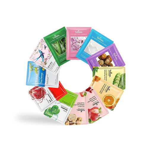 Refreshing & Fruity Moisturizing Facial Mask (5 pcs) (Fruity, Floral & Botanical Series) - Velisse -