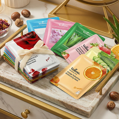 Refreshing & Fruity Moisturizing Facial Mask (5 pcs) (Fruity, Floral & Botanical Series) - Velisse -