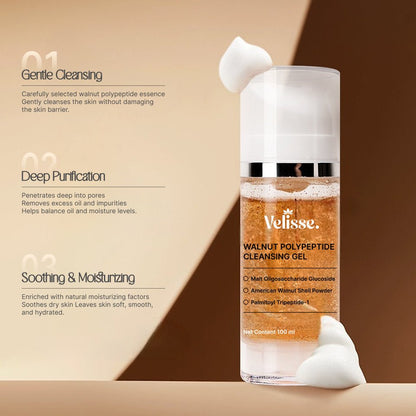 Walnut Polypeptide Cleansing Gel - Gentle Exfoliating & Nourishing Facial Cleanser - Velisse -